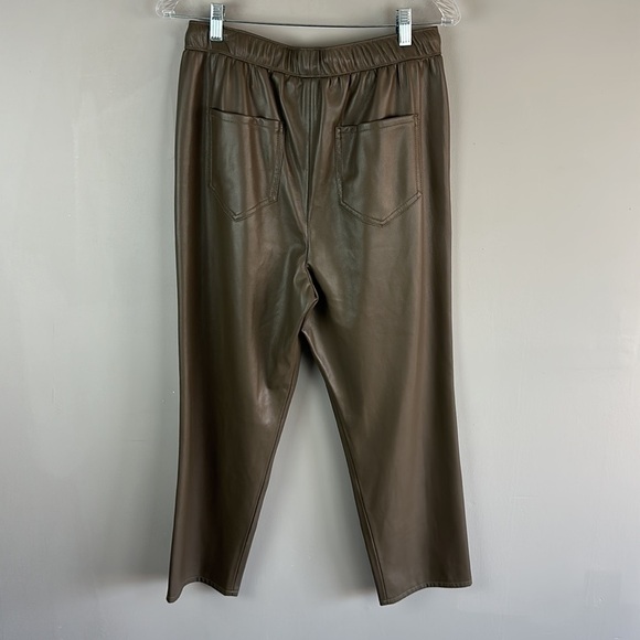 Zara Brown Faux Vegan Leather The Weekend Trouser Pants Size Medium - Picture 5 of 16